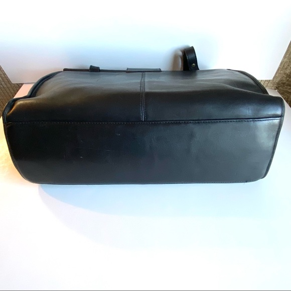 Vintage Genuine Black Leather Green Fields Briefcase Laptop Bag - Picture 5 of 12